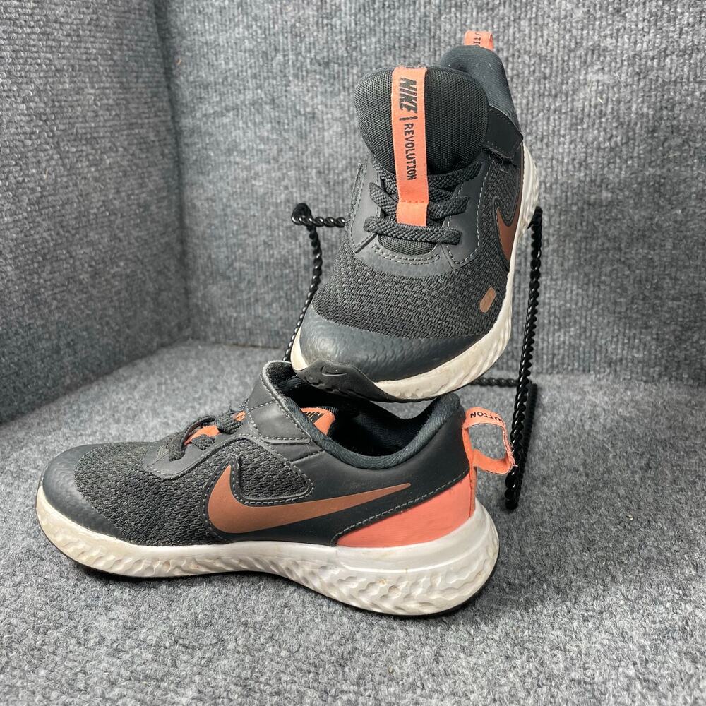 Nike Revolution 5 Toddler Sneakers 11C Black/Pink Swoosh Hook & Loop Casual